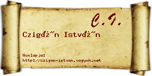 Czigán István névjegykártya